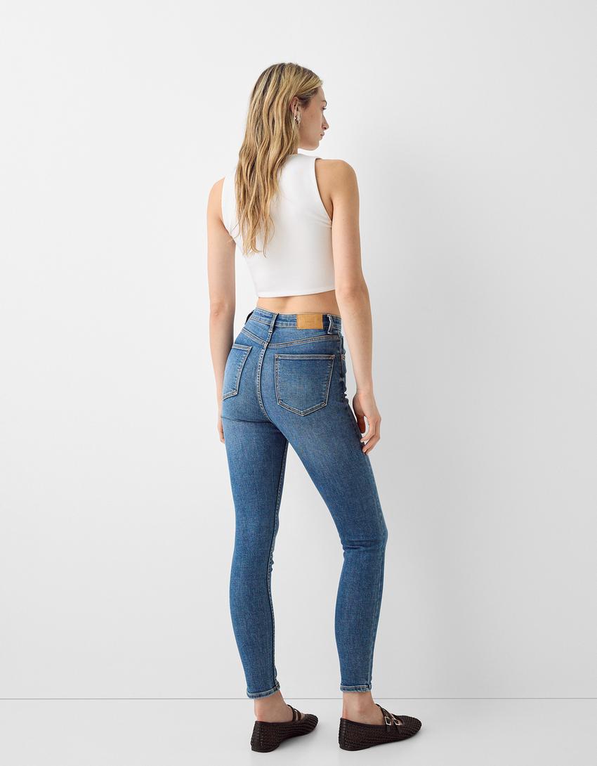 Jeans taille très haute skinny-Bleu lavé-2