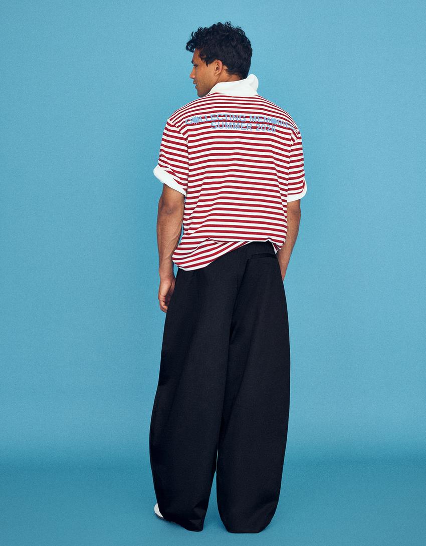 Barrel tailored fit trousers-Navy