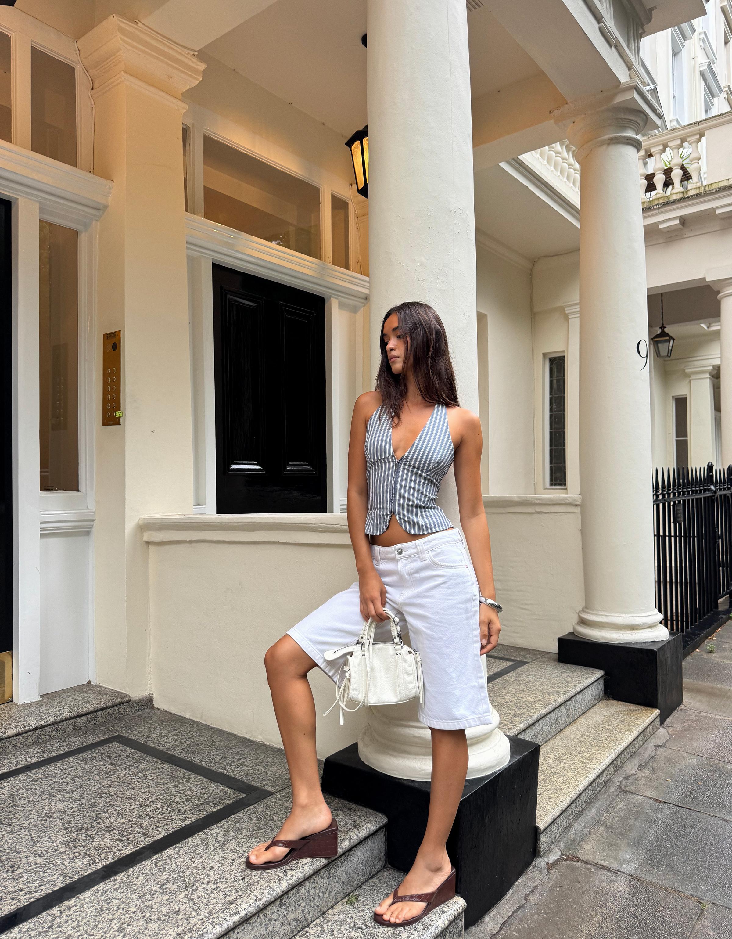 Bershka Neckholder-Top Bengalina Damen S Blau