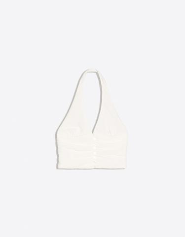 Gathered halter-neck button-up waistcoat — Off white 5