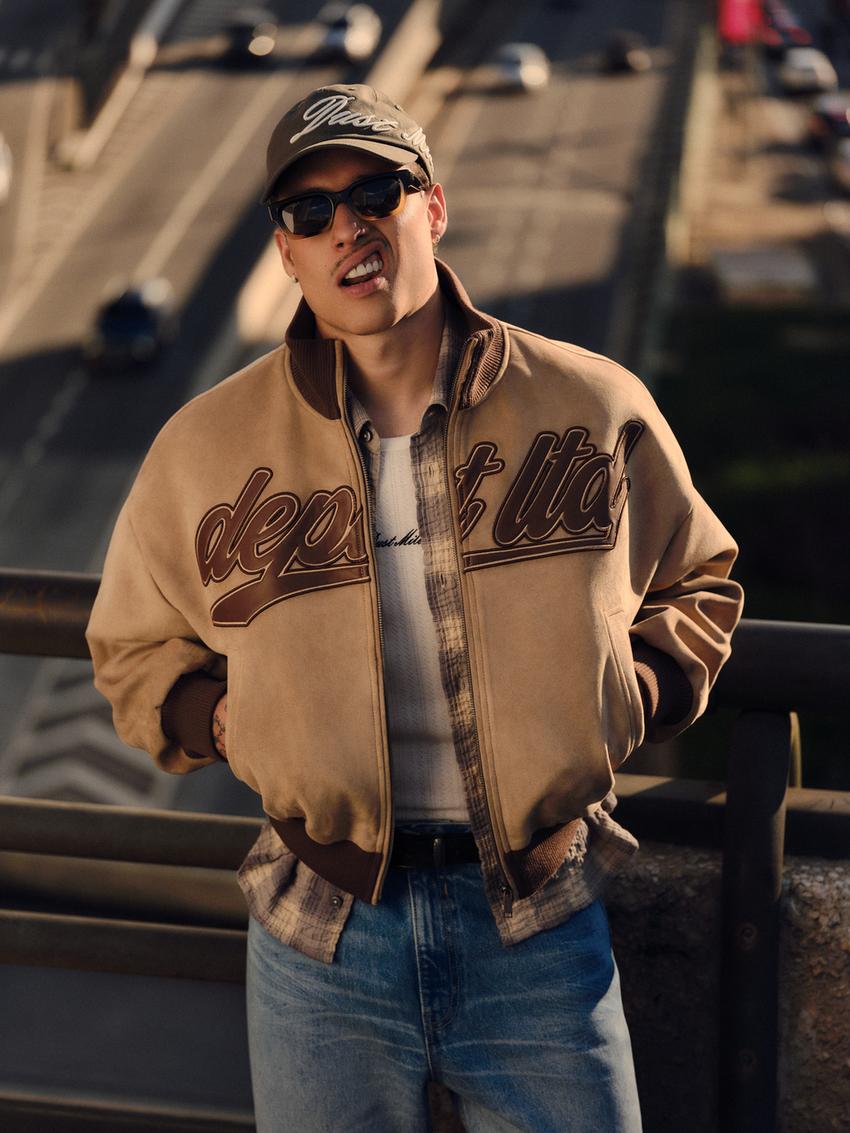 Faux suede jacket-Beige