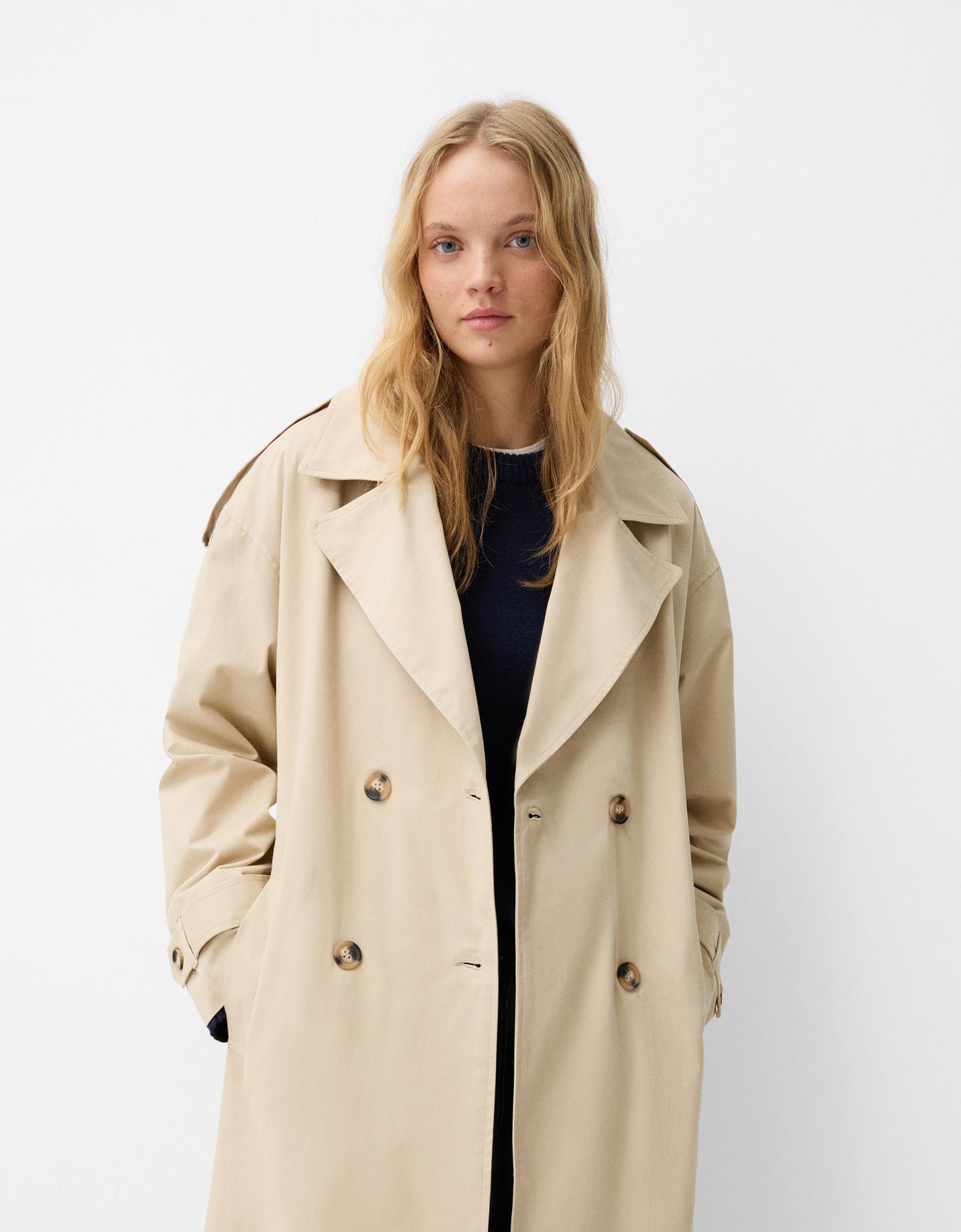 Bershka Trenchcoat Damen Xs Camel günstig online kaufen