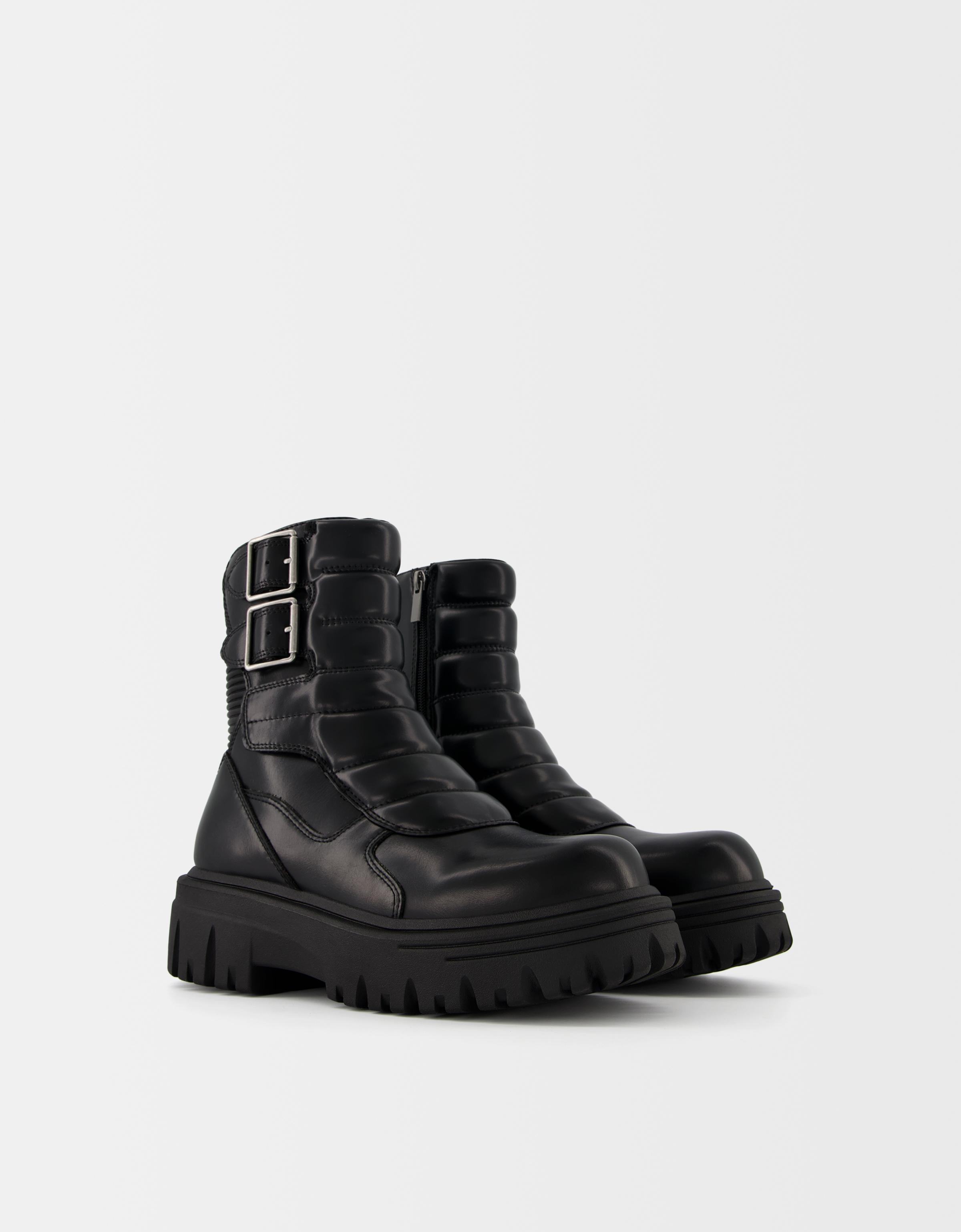 Bershka Plateau-Stiefeletten Mit Schnallen Herren 46 Schwarz