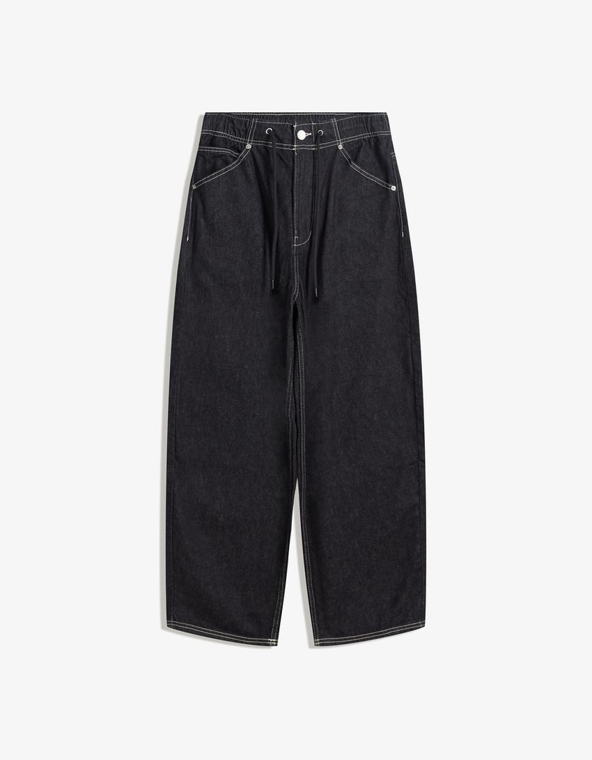 Baggy jogger jeans-Navy