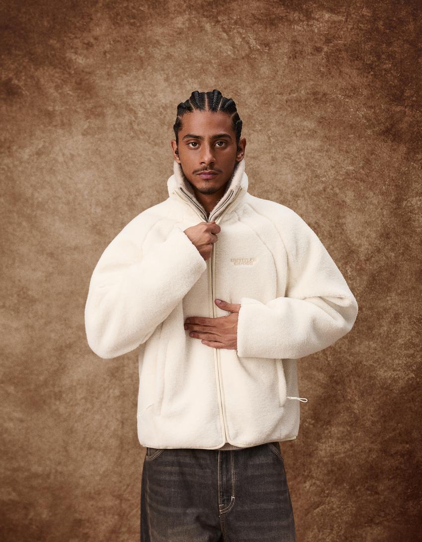 Faux shearling jacket-Cream