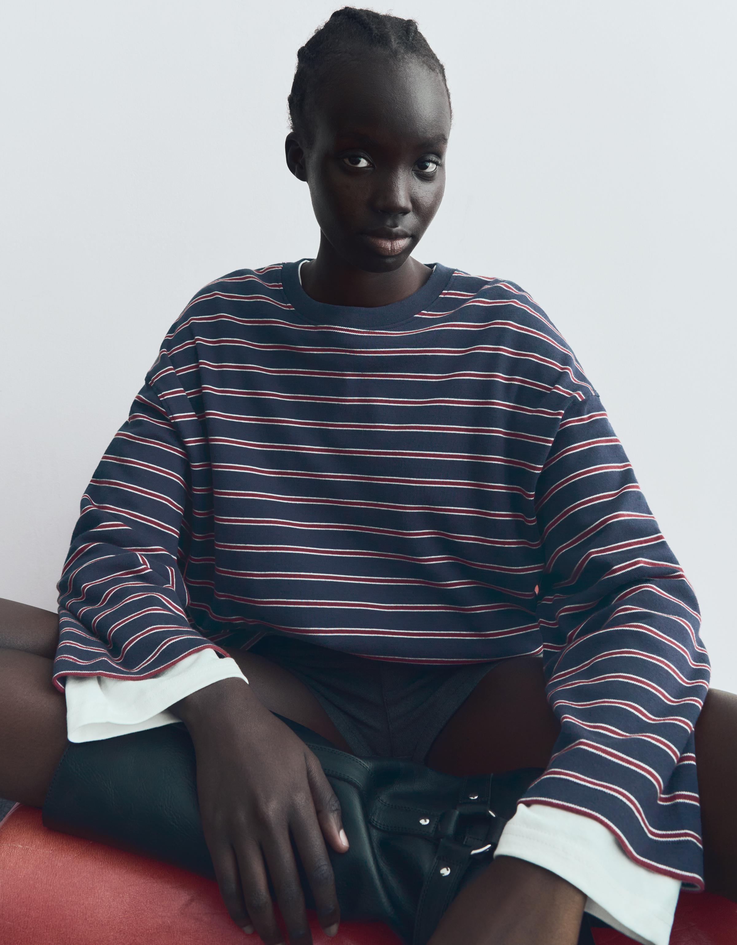 Bershka Langarmshirt Mit Print Damen Xs Marinenblau