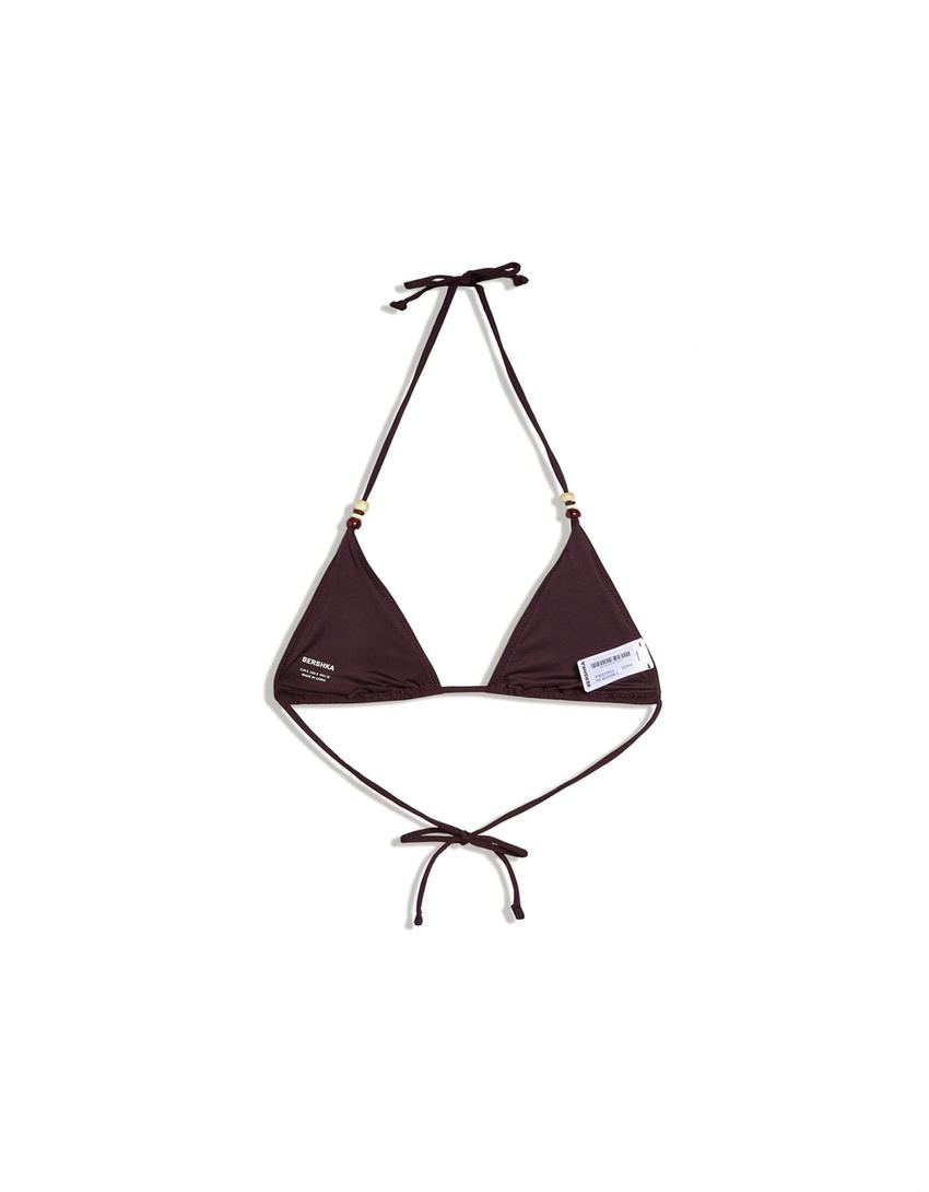 Haut de bikini basique à perles-Violet