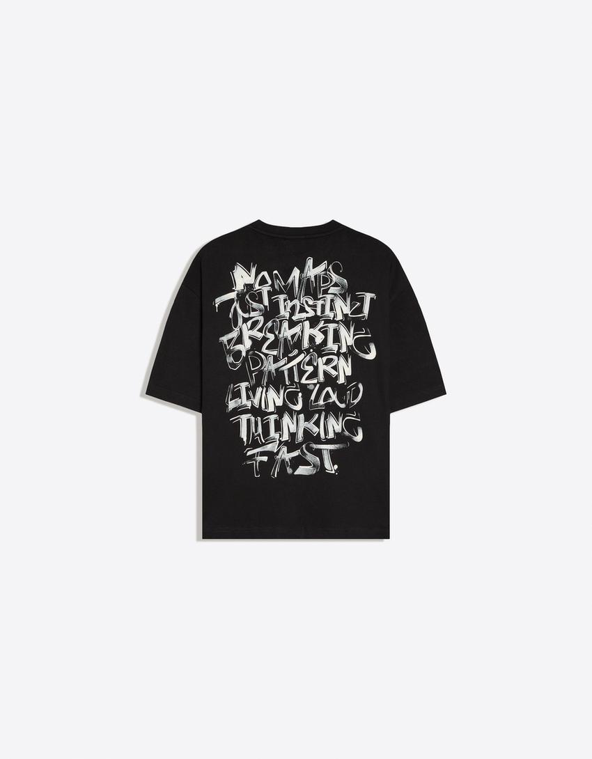 Boxy-fit printed T-shirt-Black