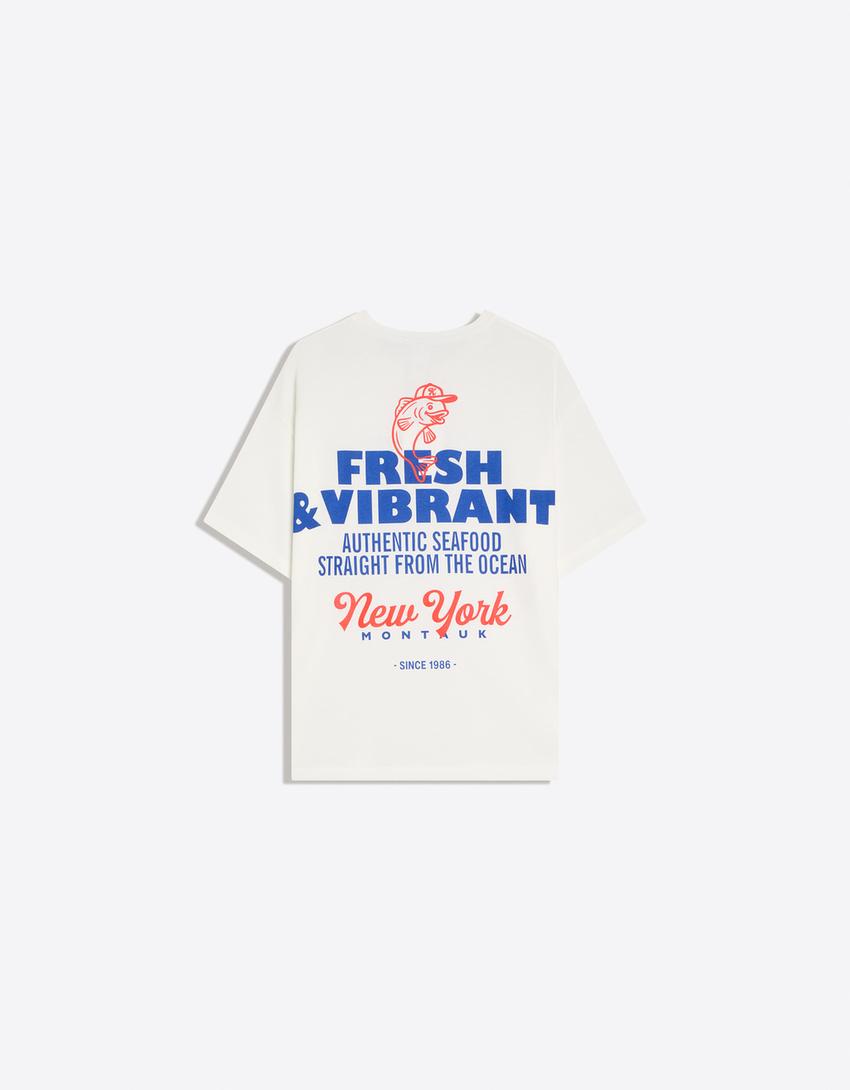 Oversize short sleeve printed T-shirt-Off white