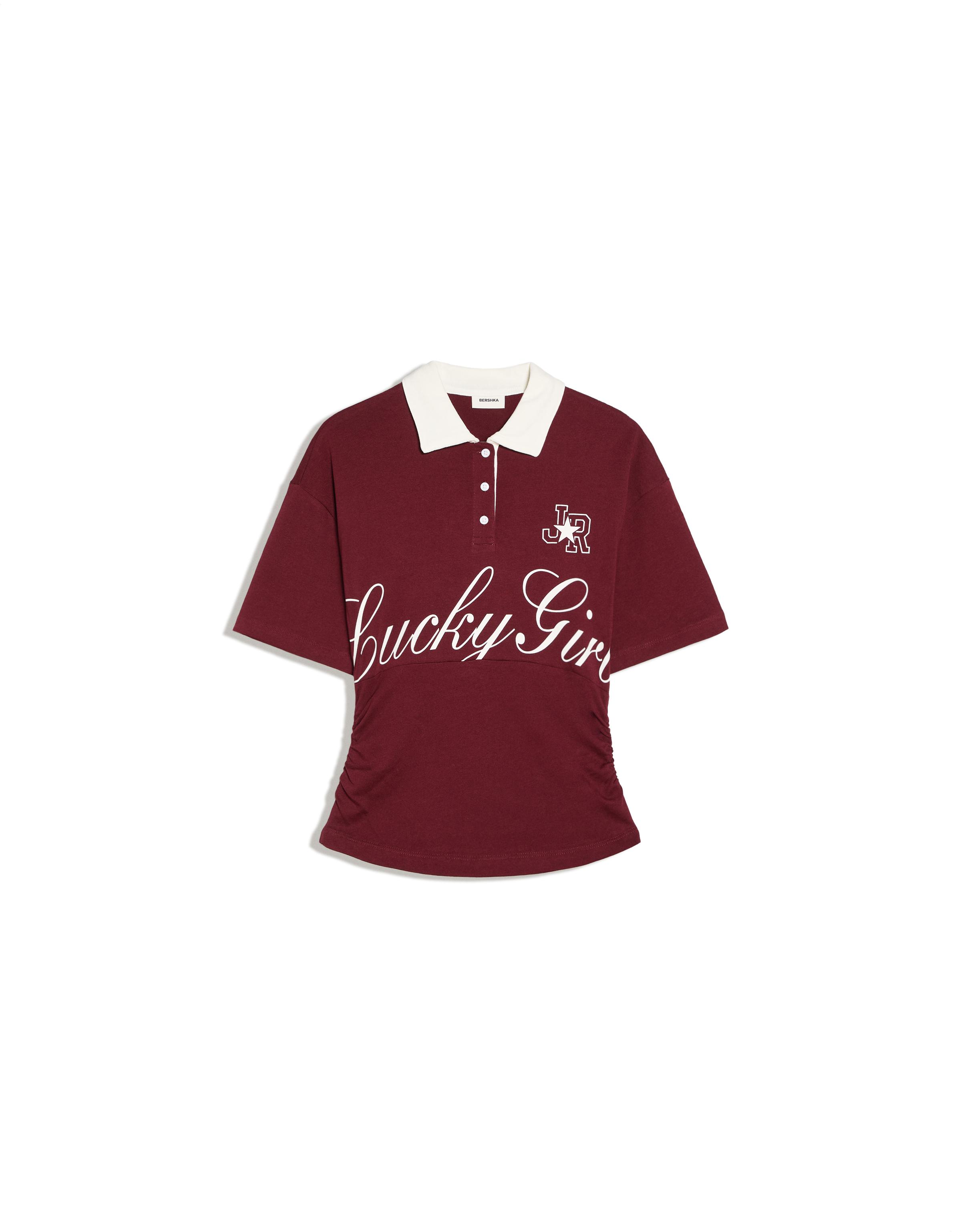Short sleeve sash print polo shirt — Burgundy