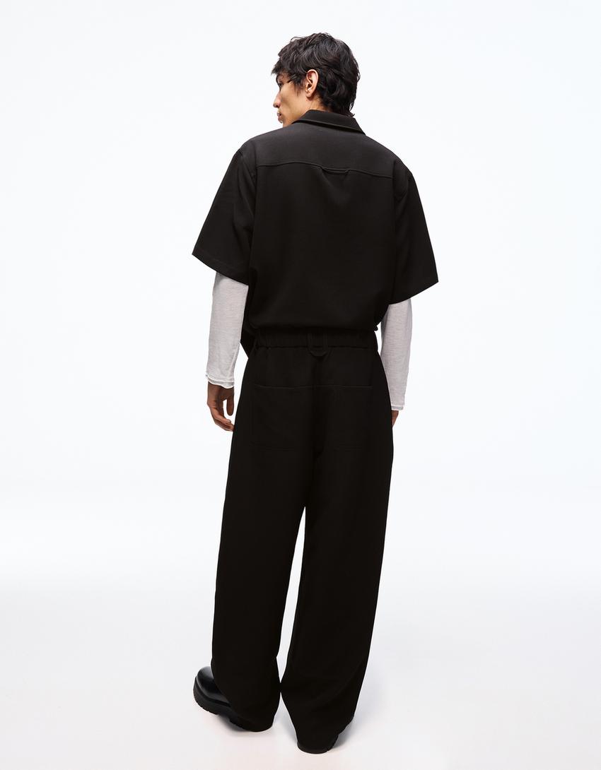Super baggy tailored trousers-Black