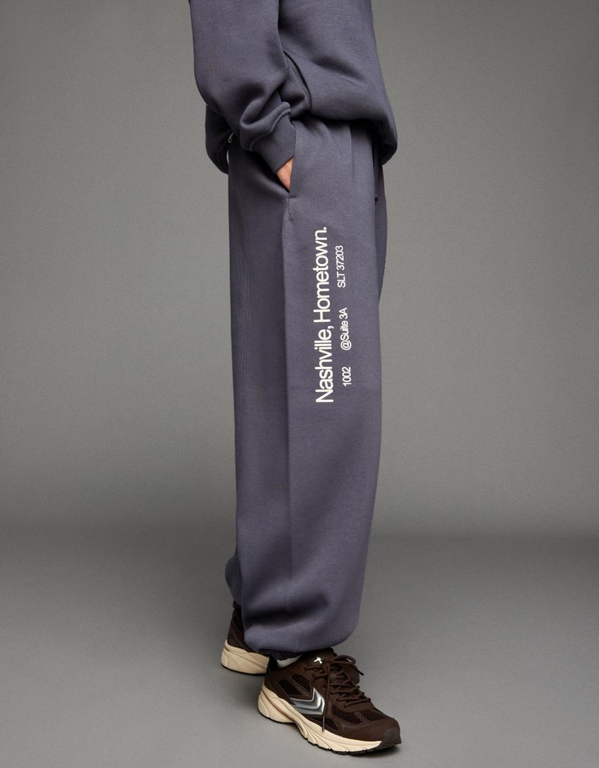 Sportske pantalone s dezenom-Tamnosiva-2