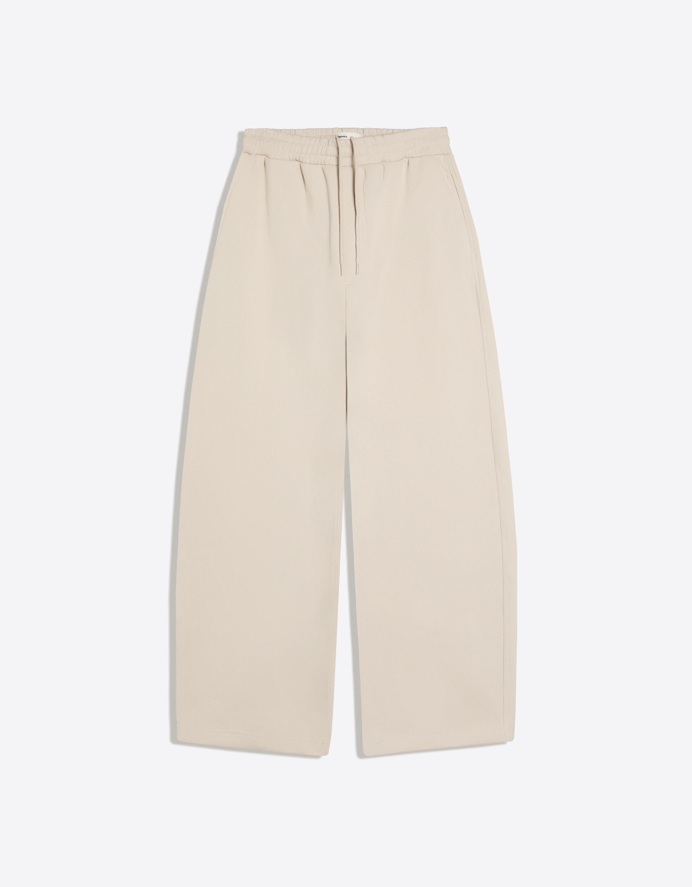 Napped balloon trousers — Stone