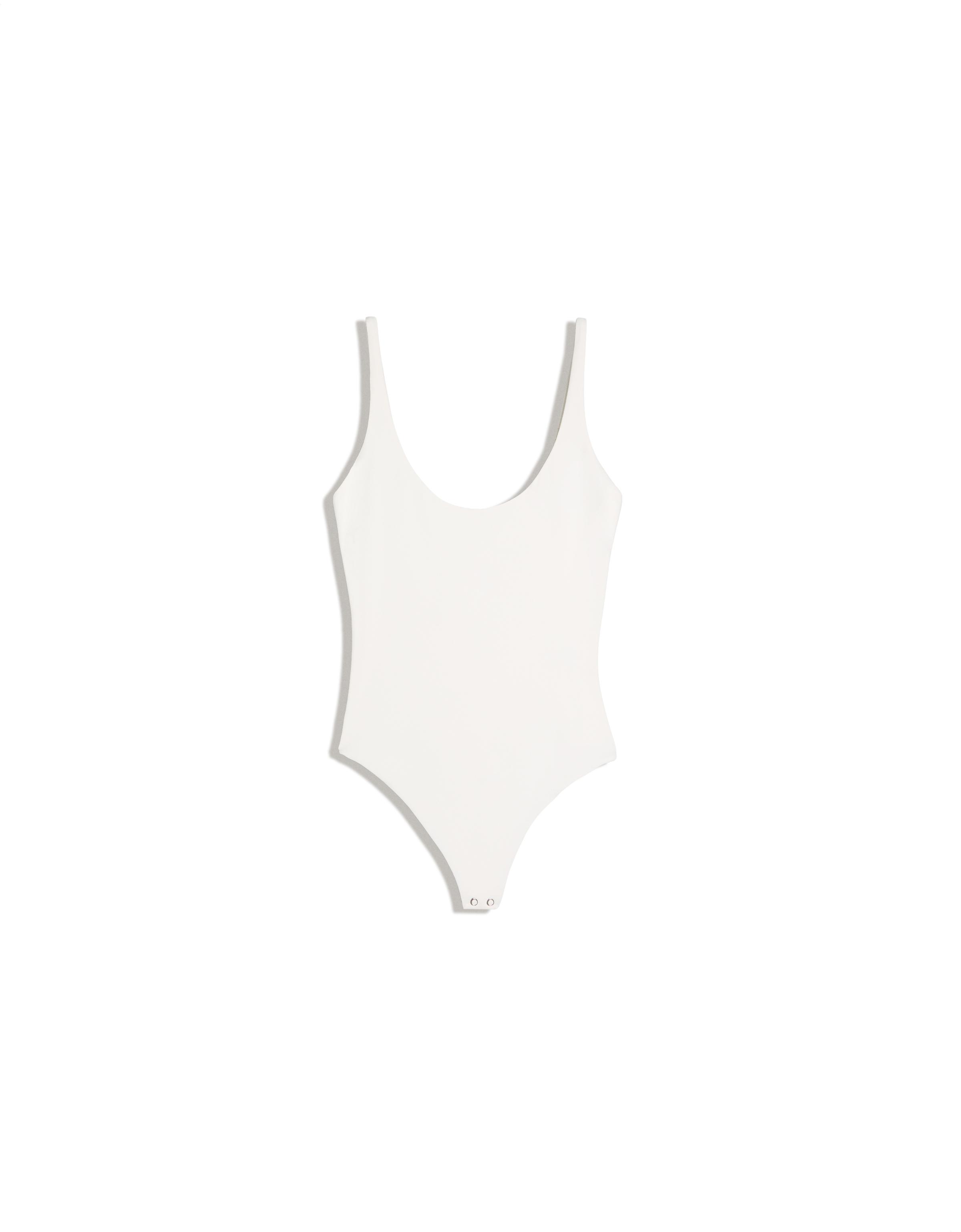 Round neck strappy bodysuit — Cream