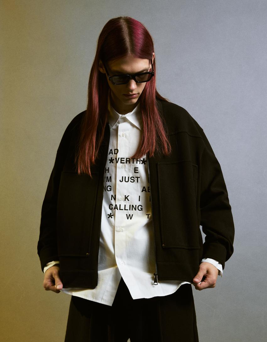 Sobrecamisa boxy cremallera-Negro