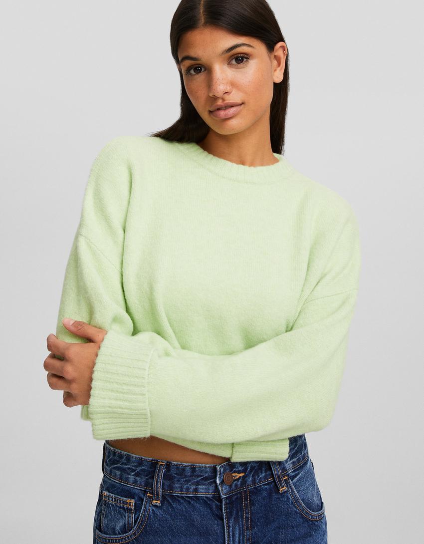 Pull court col rond-Vert-2