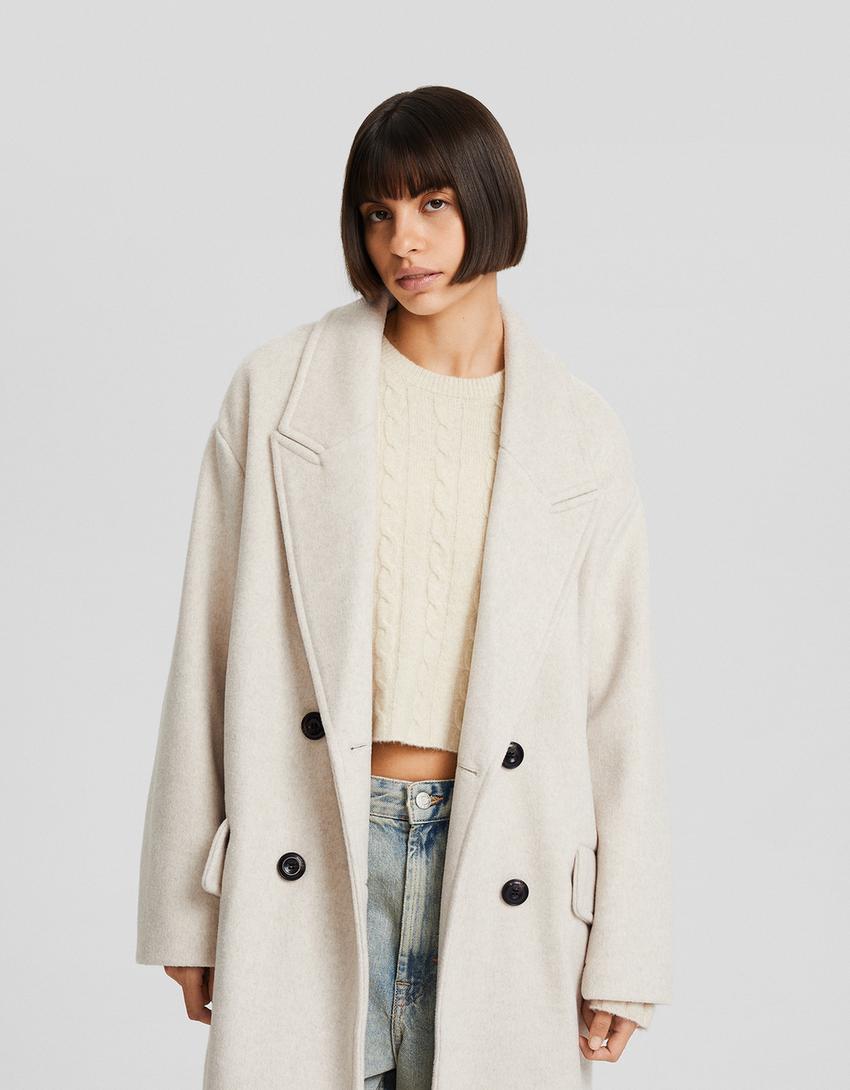 Manteau long épaules tombantes-Sable-3