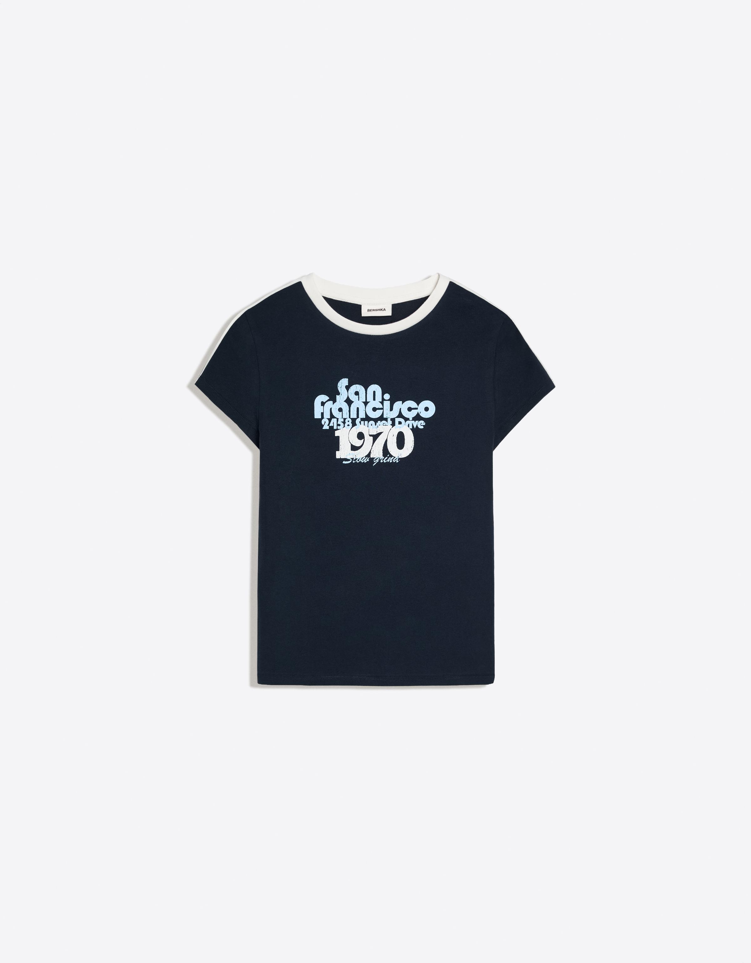 Short sleeve regular fit print T-shirt — Navy