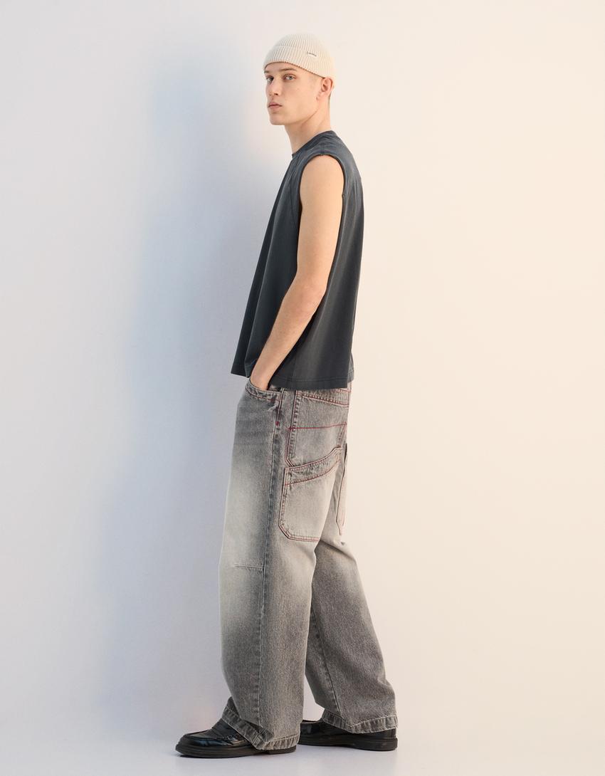 Jeans superbaggy-Gris-3