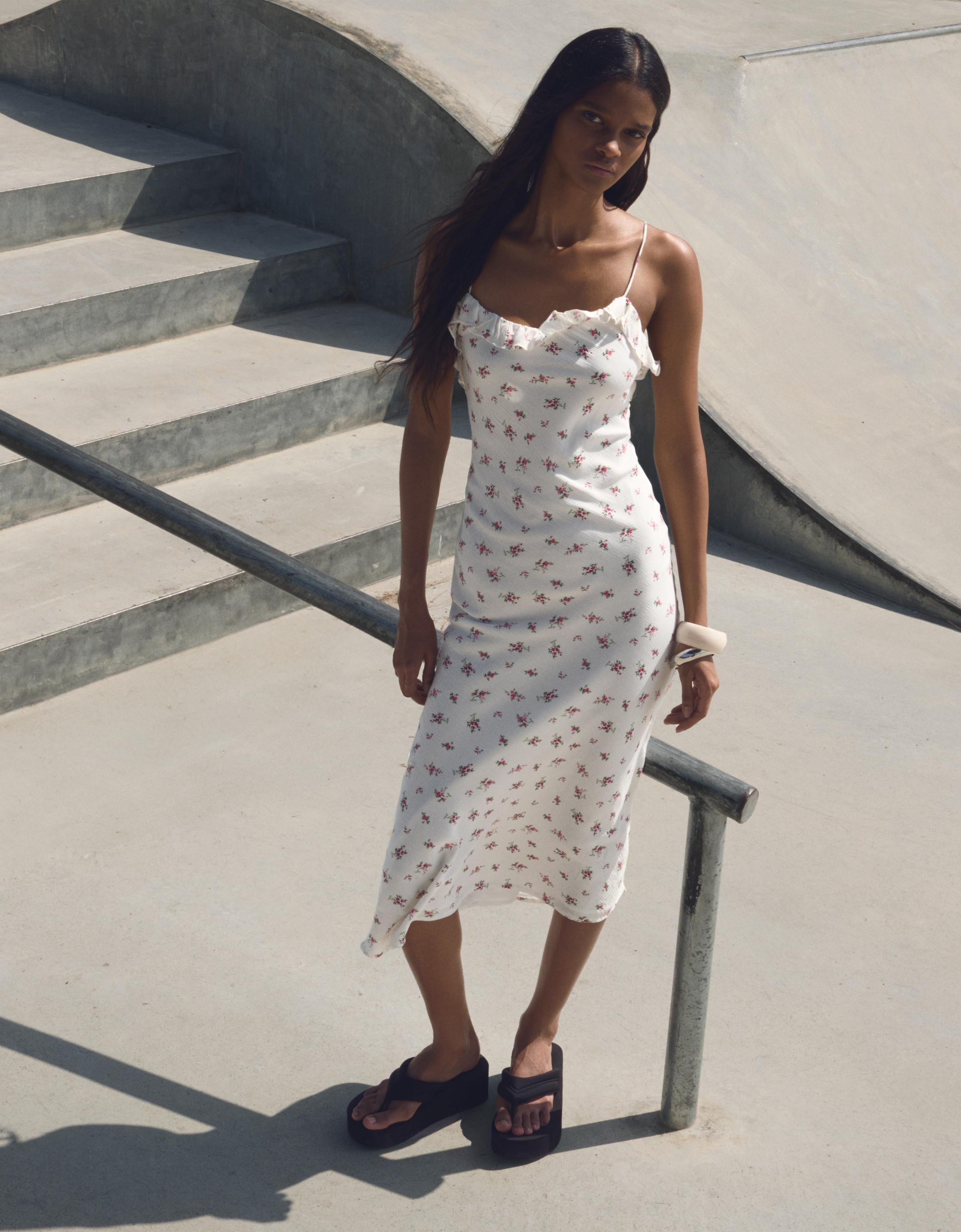 Bershka Midikleid Mit Trägern Und Print Damen M Kombiniert