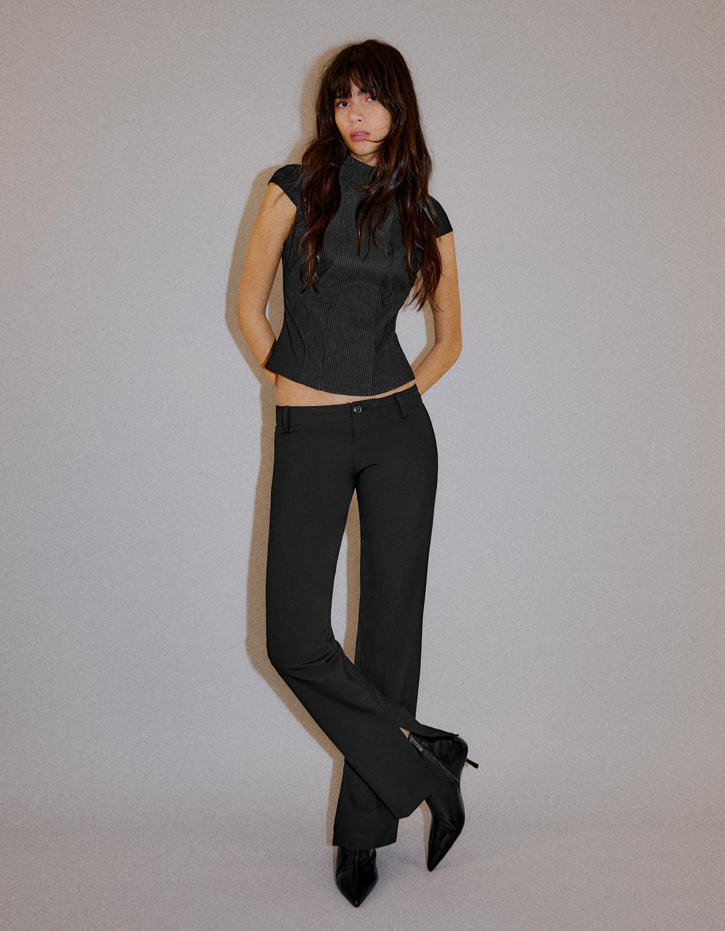 Slim fit low-rise trousers — Black