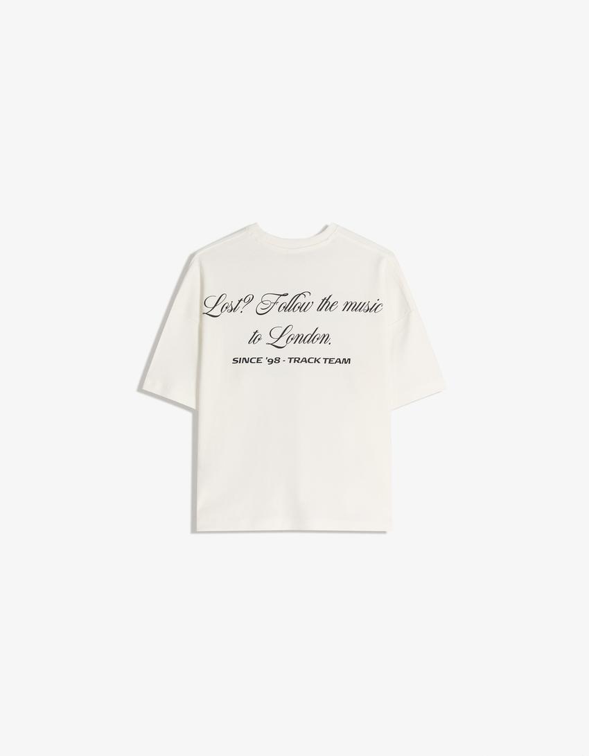 T-shirt à manches courtes imprimé-Blanc