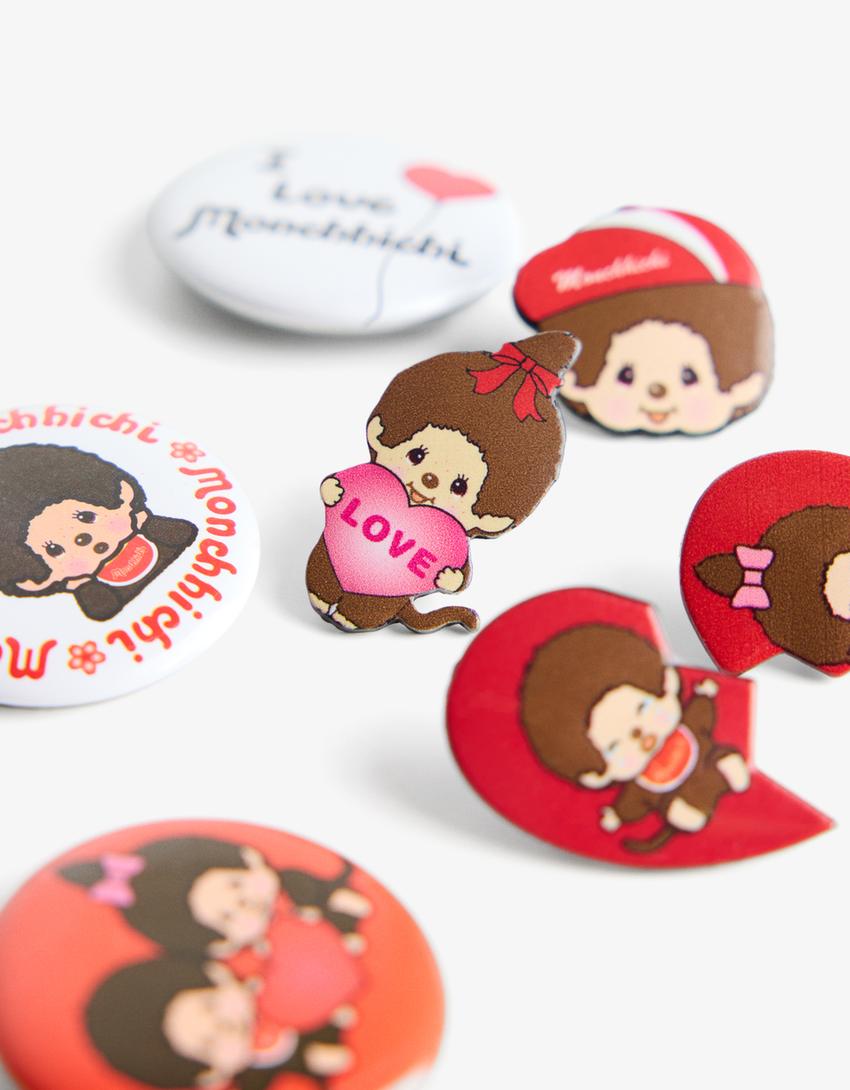 Pack de 7 broches Monchhichi-Vermelho