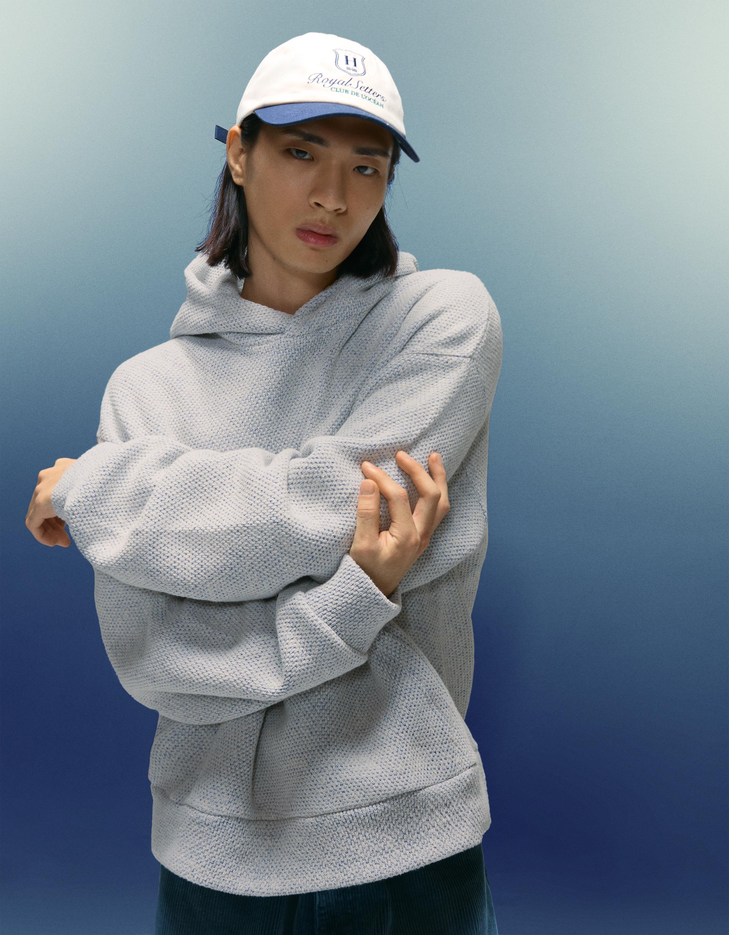 Bershka Kapuzenpullover Mit Print Herren Xl Grau