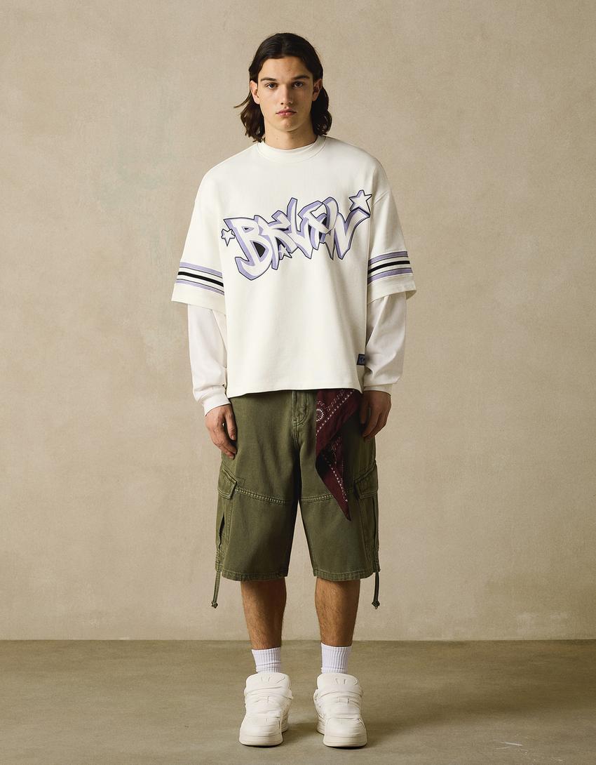 T-shirt oversize imprimé-Blanc