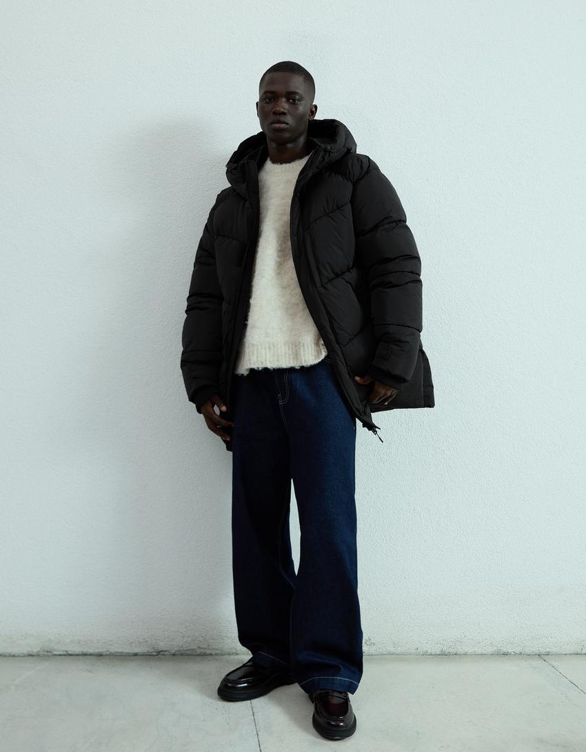 Casaco comprido puffy-Preto