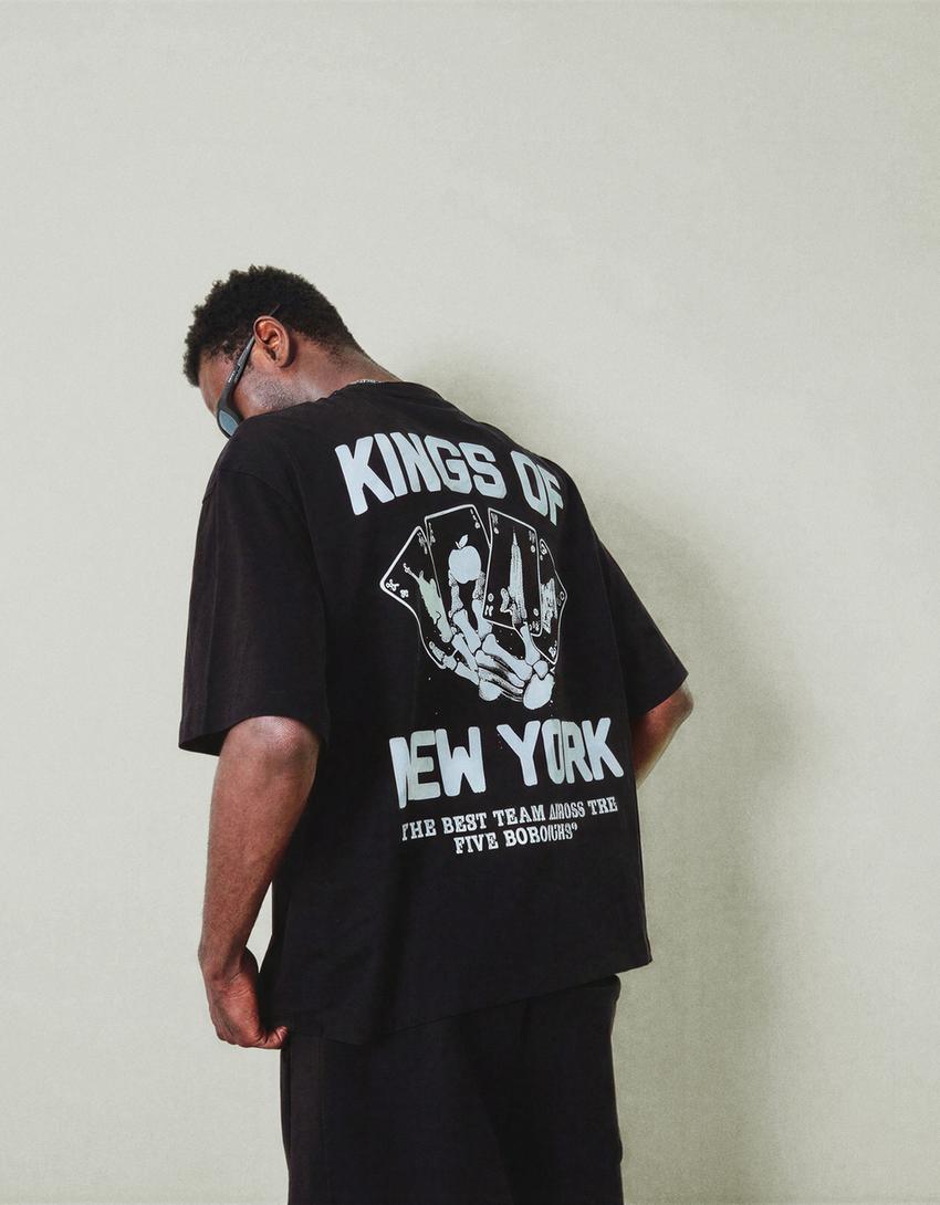 Short sleeve T-shirt with print-Black