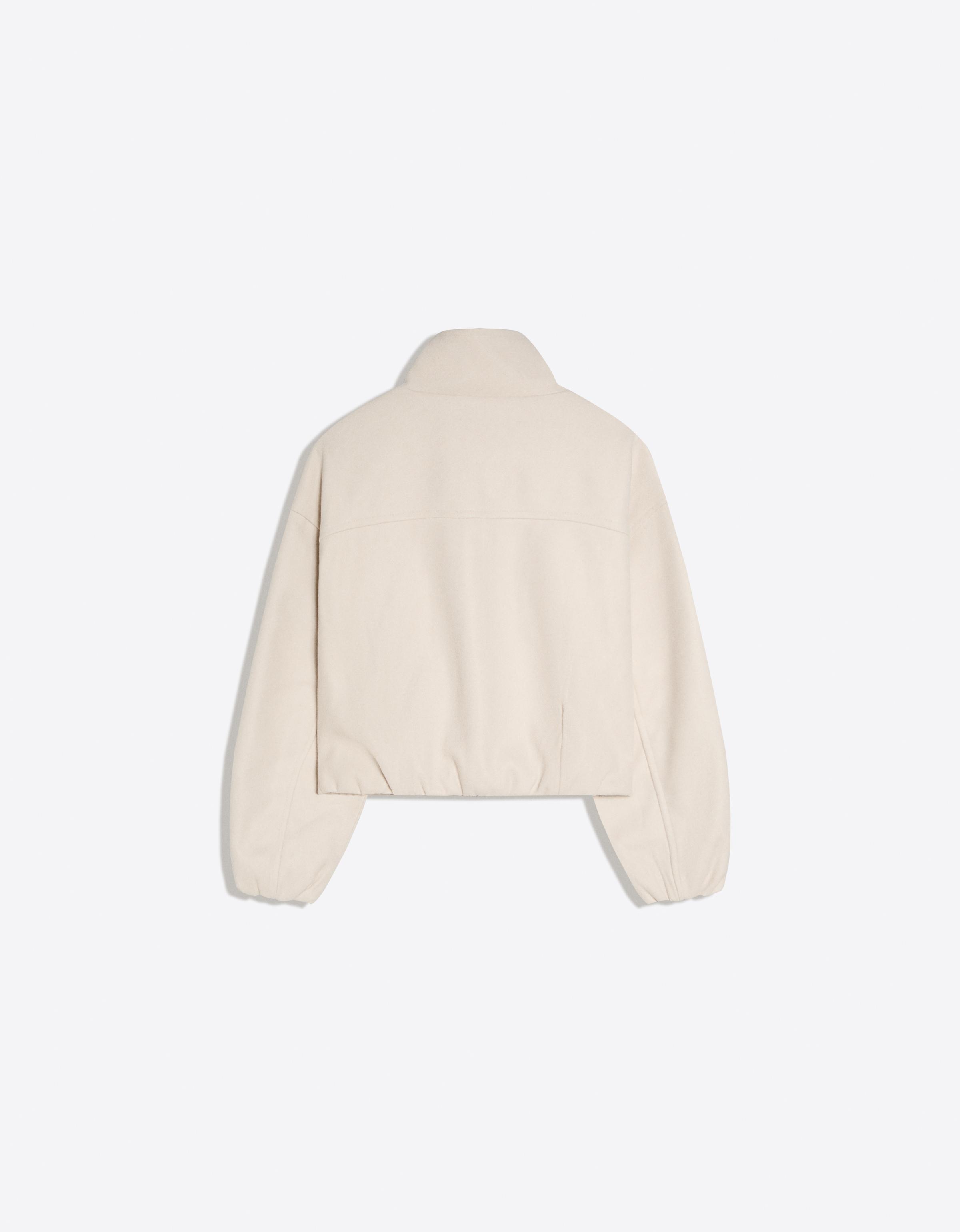 Felt-effect jacket with gathered hem — Cream