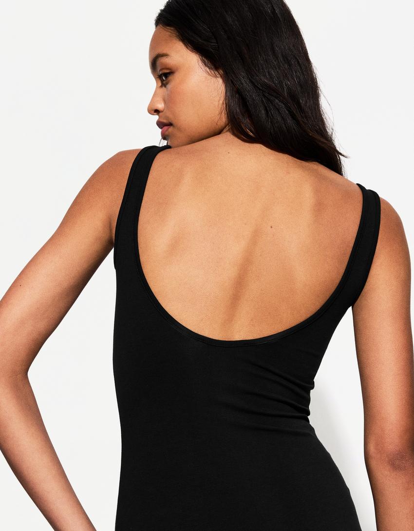 Vestido midi tirantes-Negro