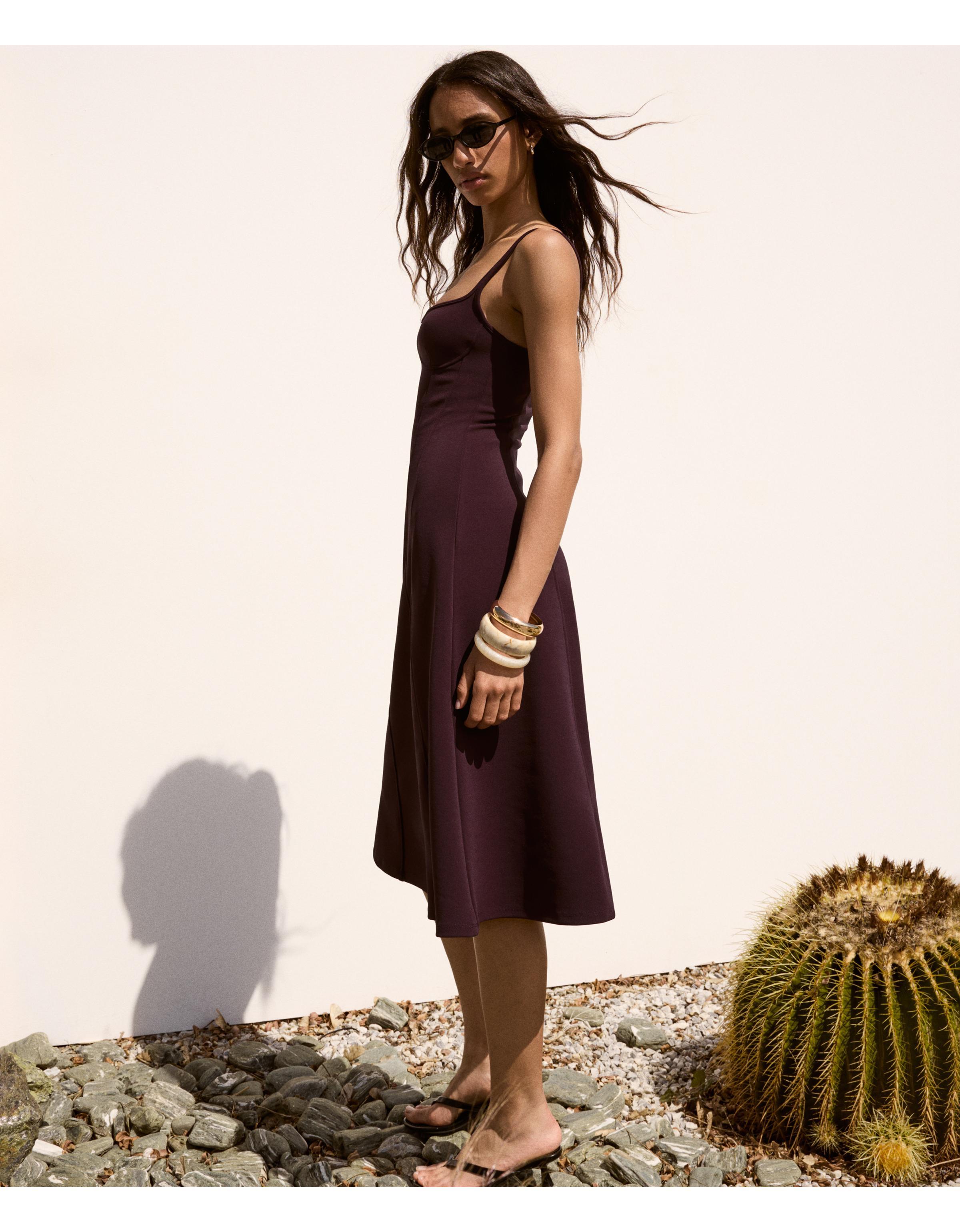 Midi corset dress with straps — Violet
