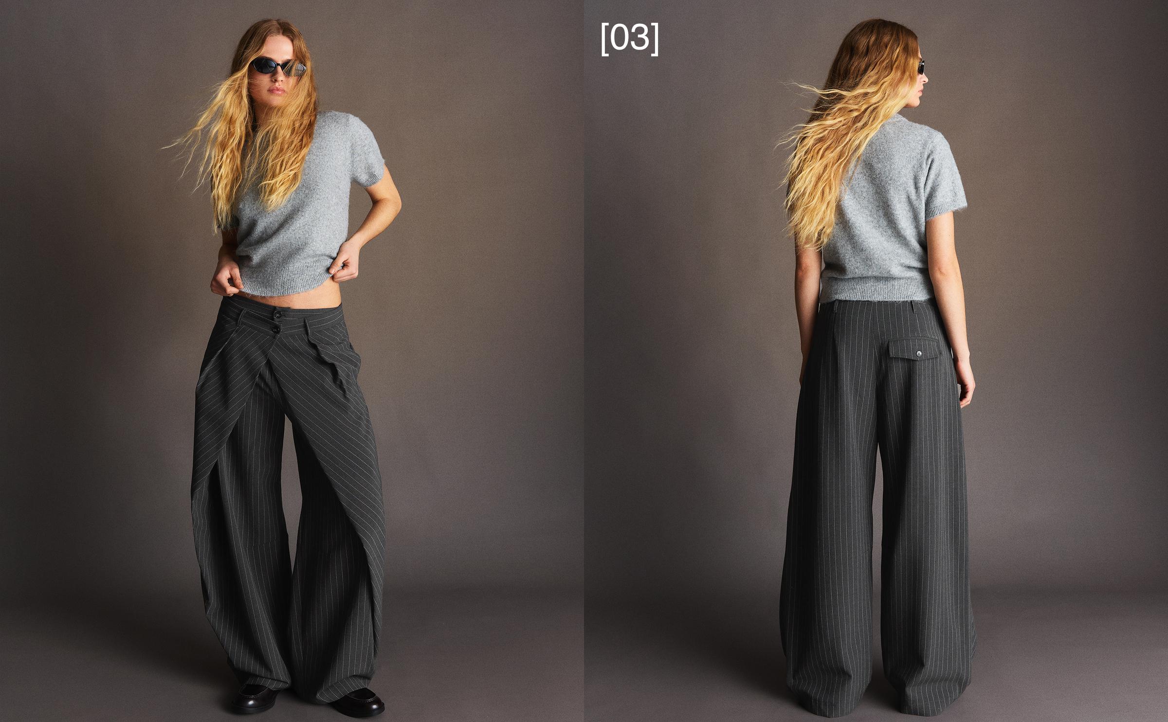 Çift düğmeli, pilili pantolon - Görsel 42