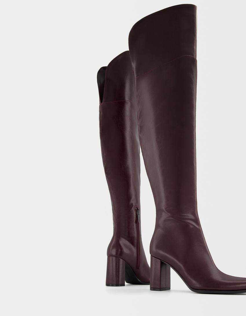 high-heel over-the-knee boots-Maroon-3