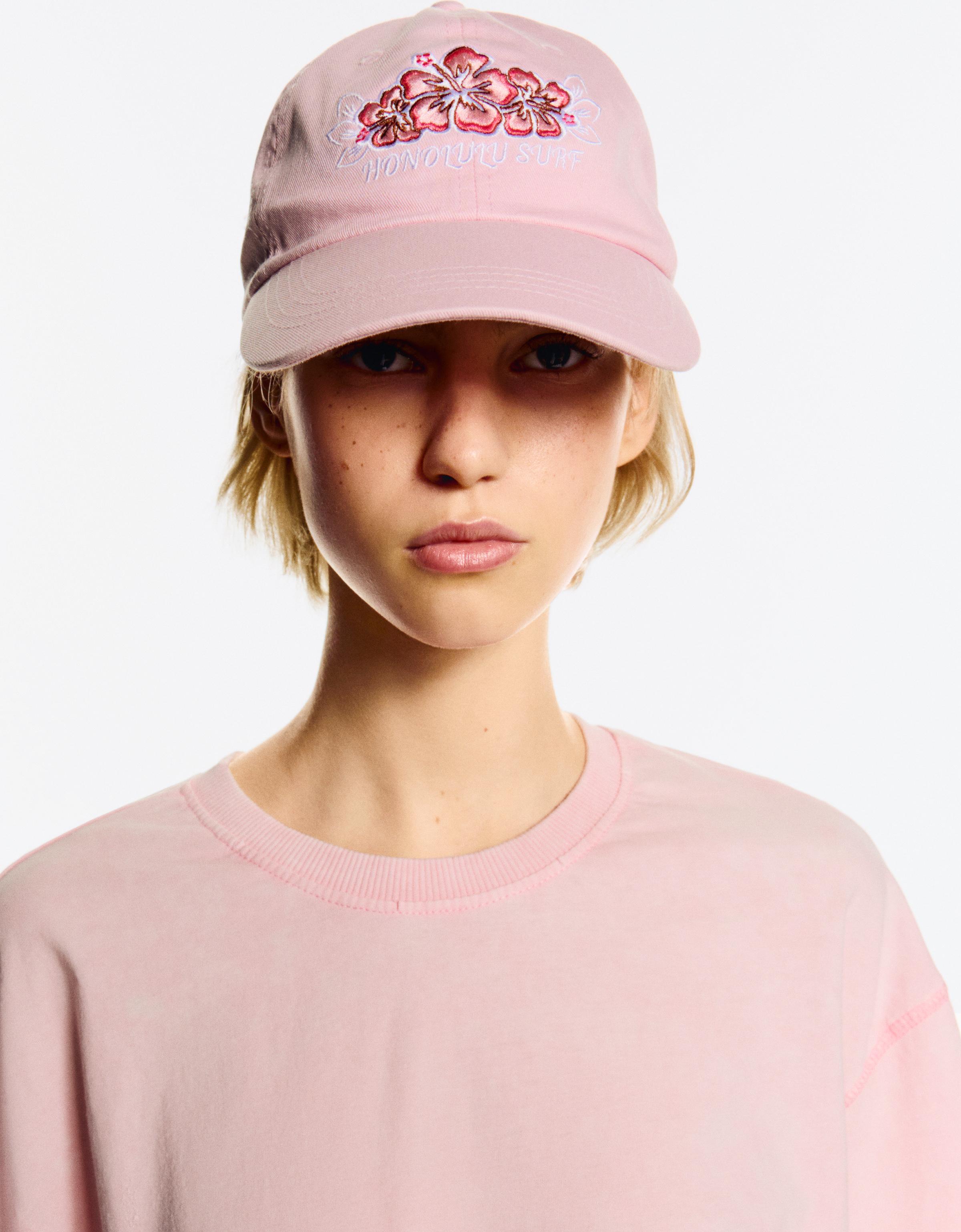 Bershka Basecap Mit Blumenstickerei Damen Rosa