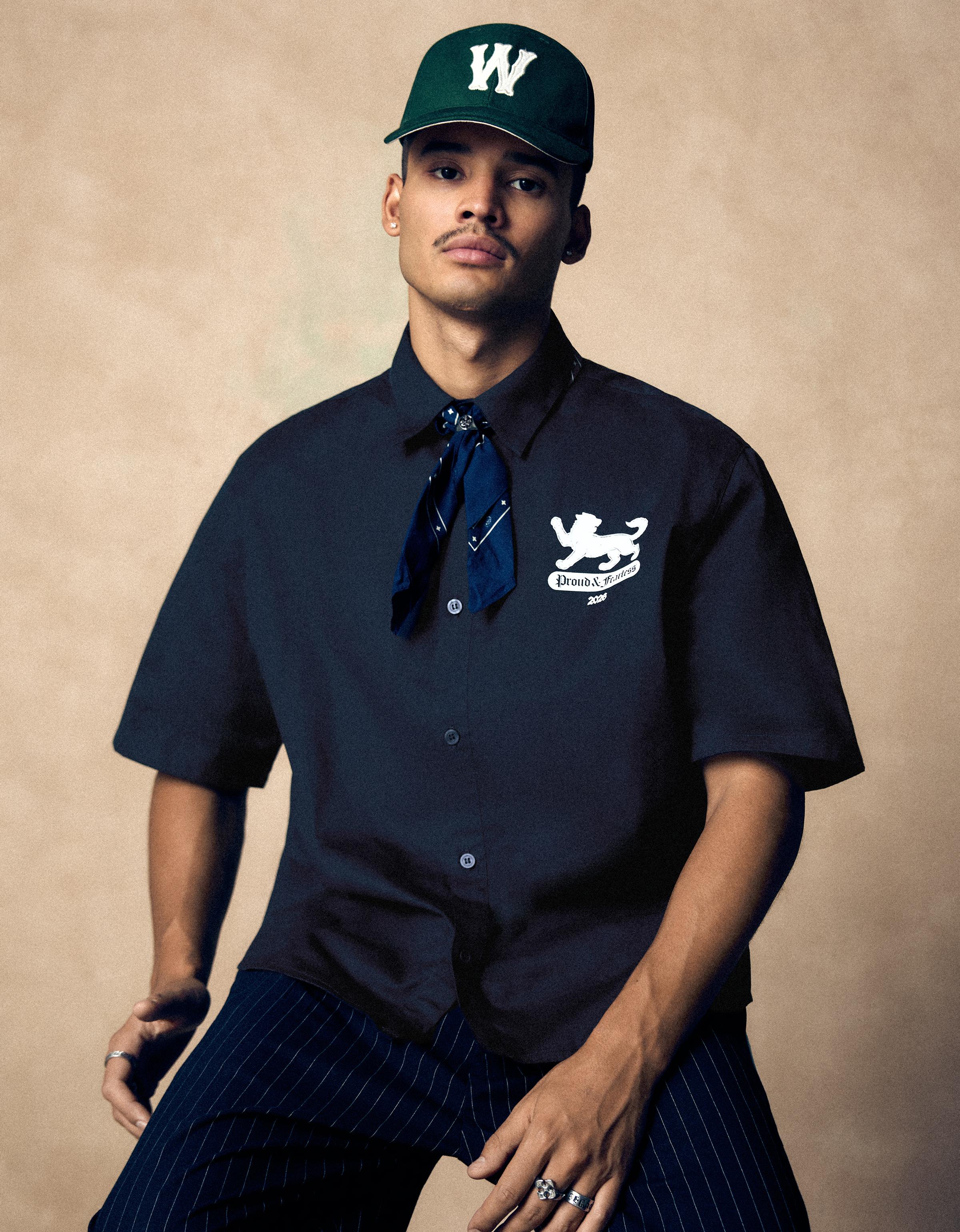 Short sleeve print shirt — Navy