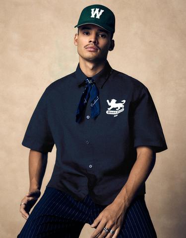 Short sleeve print shirt — Navy 3