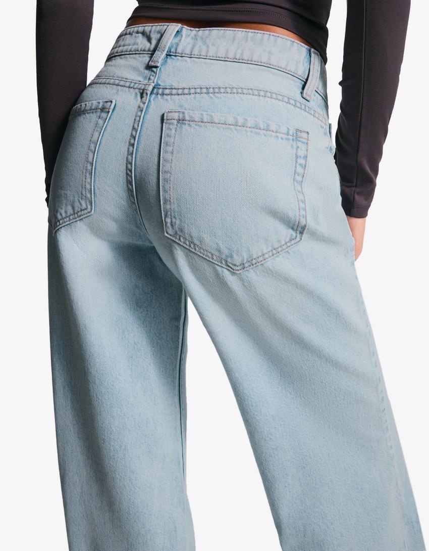 Wide-leg jeans-Light blue