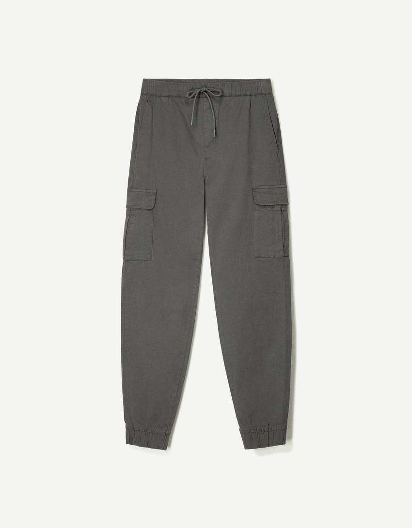 Pantaloni jogger cargo-Grigio scuro-5