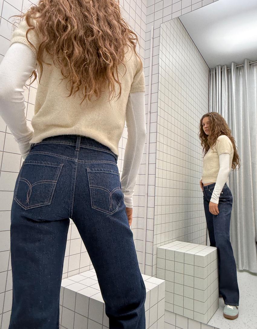 Low-rise boot-cut jeans-Navy