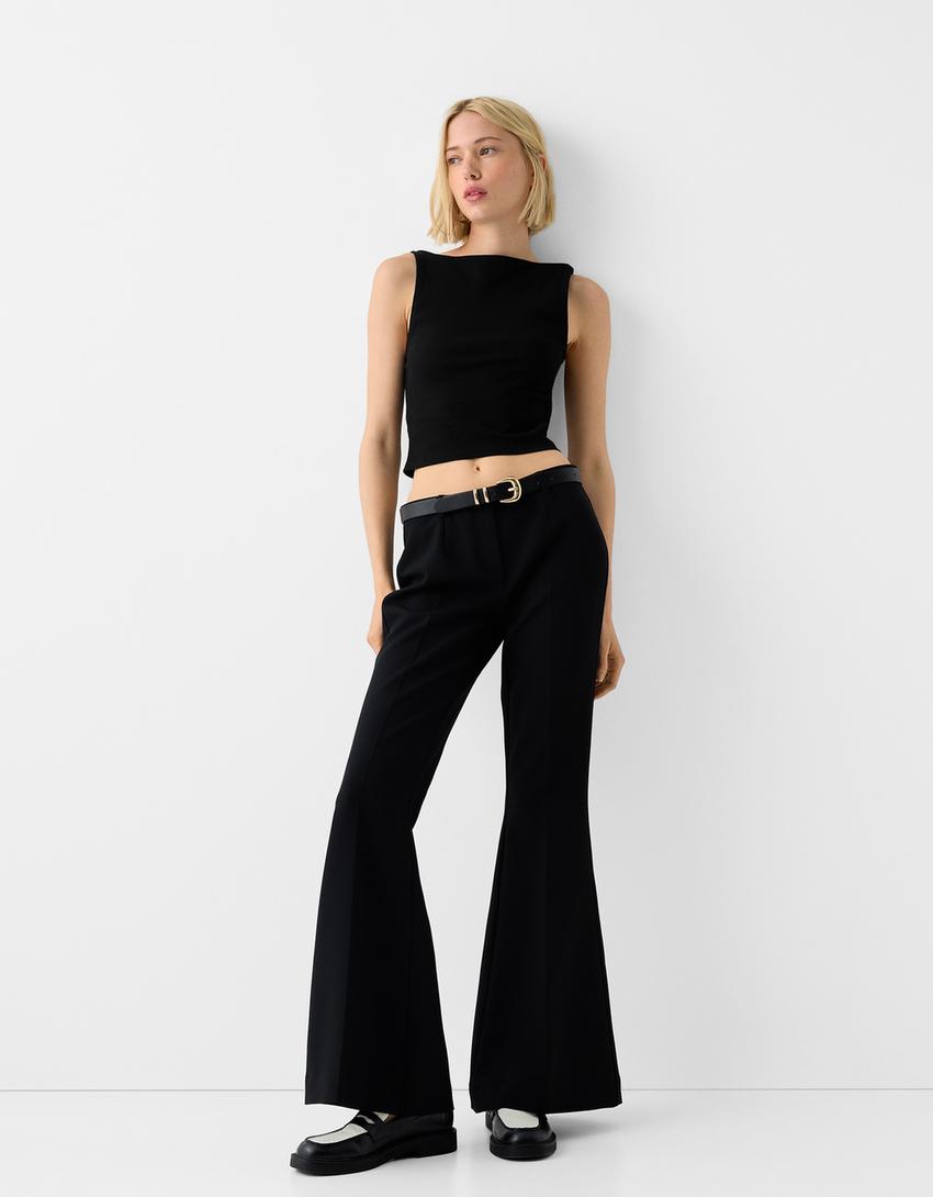 تيشرت مضلع بدون أكمام-أسود-3