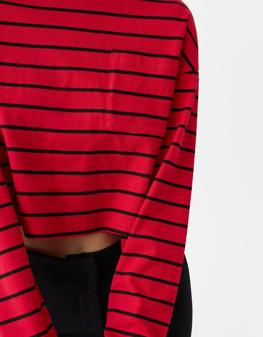 Pull rayé-Noir / Rouge-5