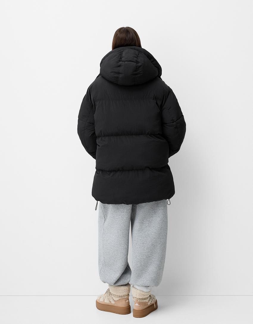 Abrigo 3/4 capucha-Negro-1