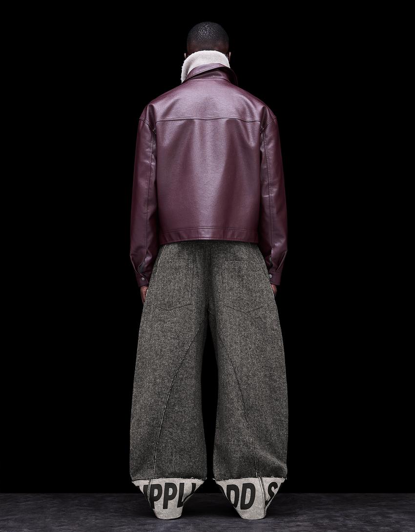 Barrel broek met print aan de onderkant-Donkergrijs