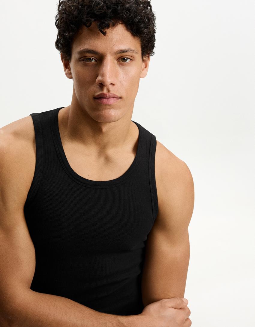 Camiseta tirantes rib-Negro-2