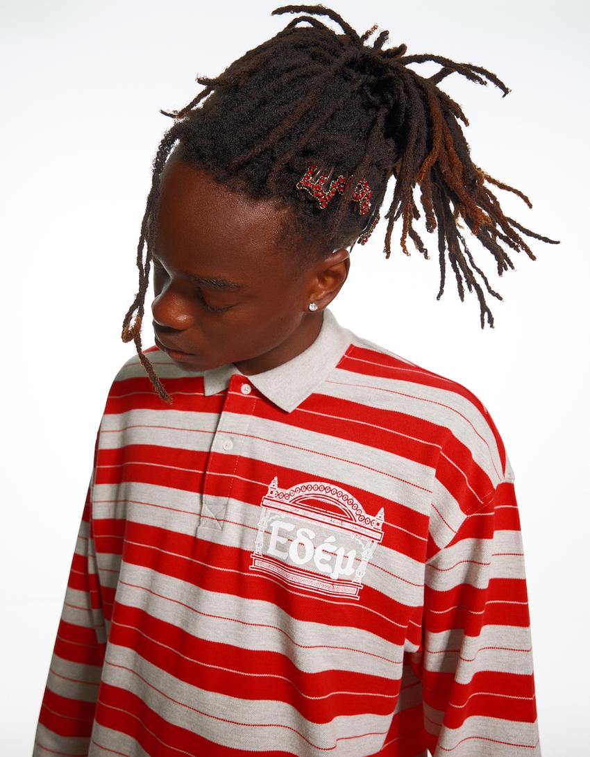 Long sleeve polo shirt ARIES X BERSHKA-Red