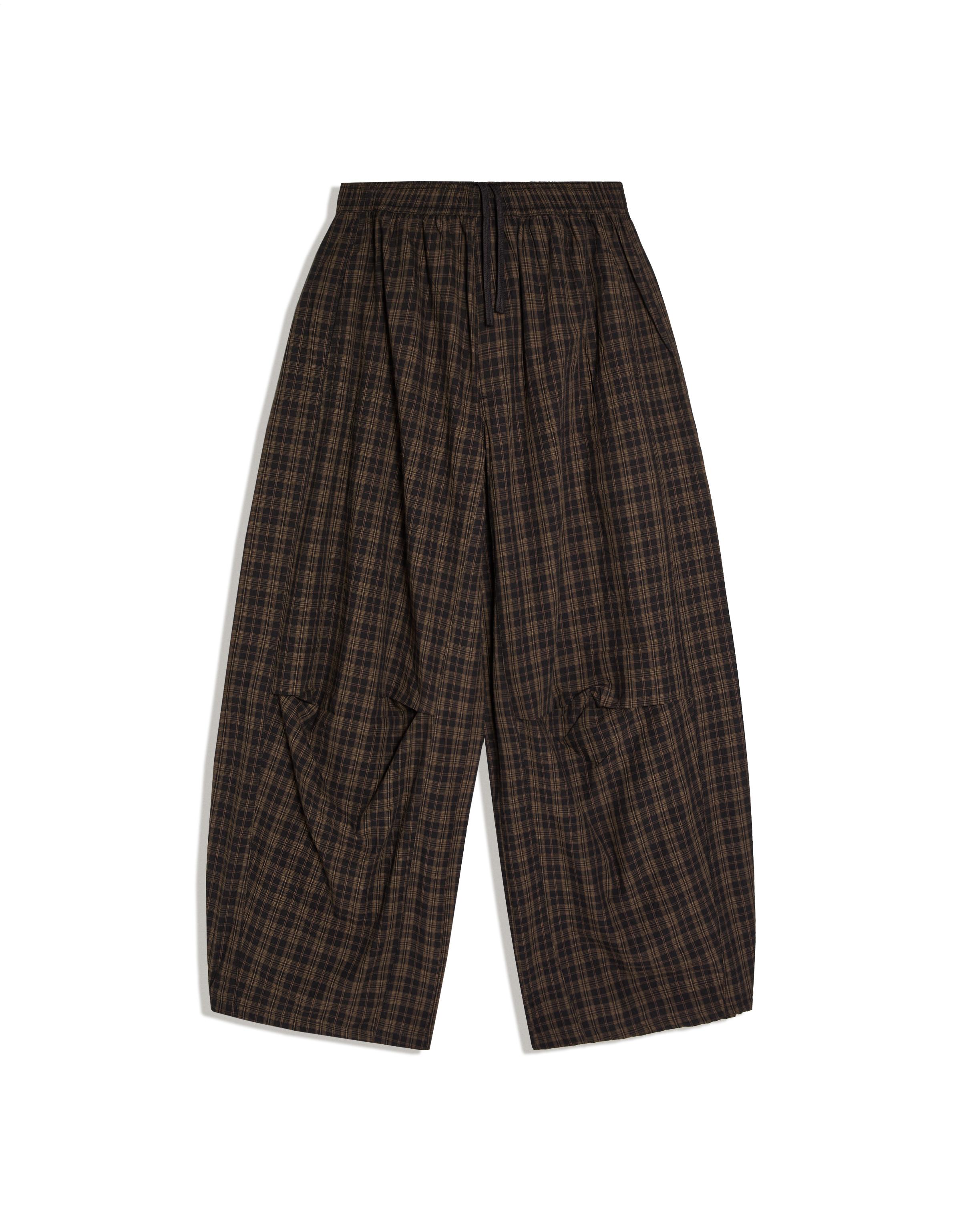 Checked barrel trousers — Brown