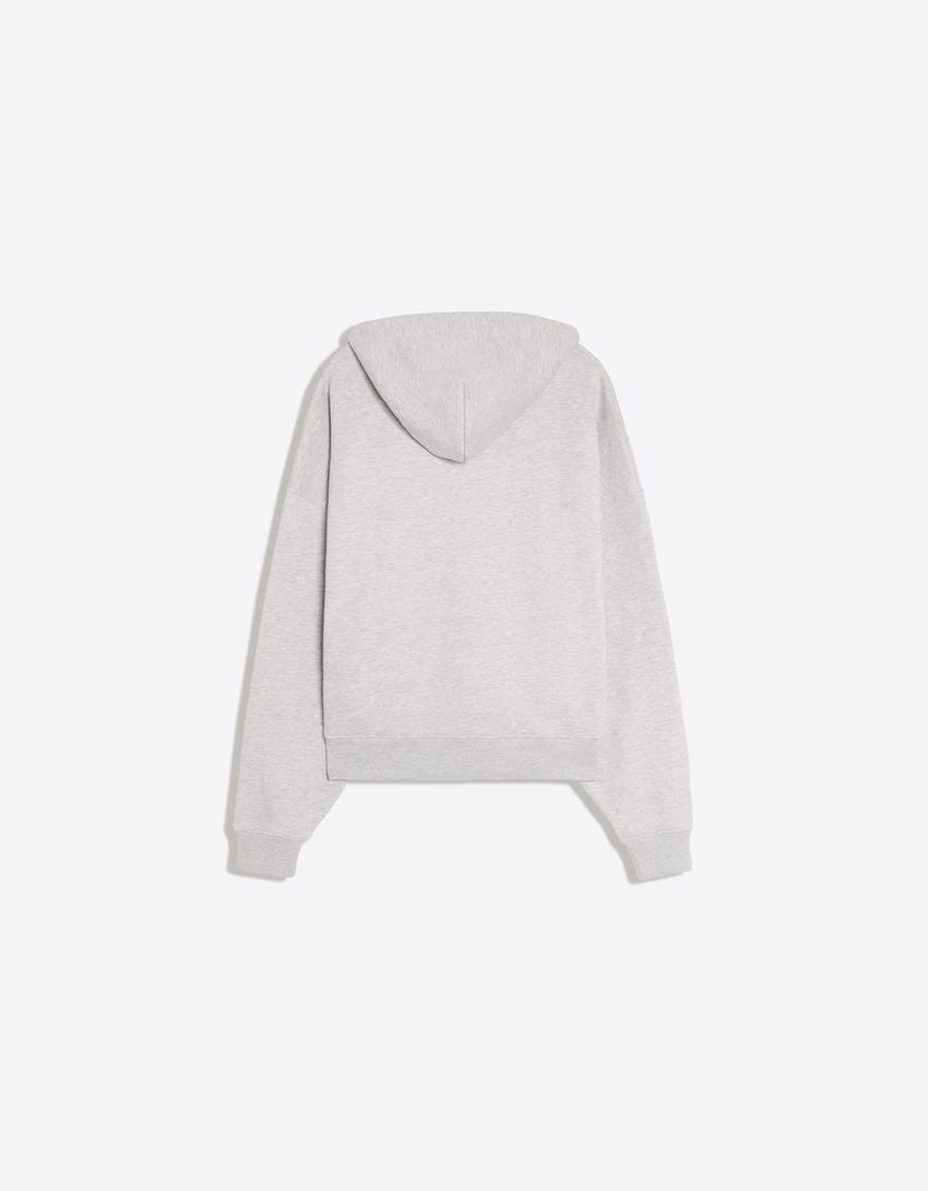 Sudadera capucha efecto lavado print-Gris